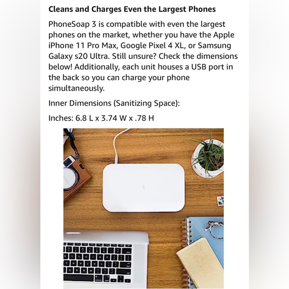 NIB PhoneSoap 3 UV Cell Phone Sanitizer & Dual Universal Cell Phone Charger Box - Picture 10 of 12